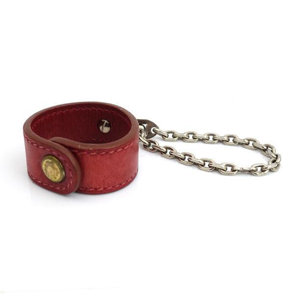 HERMES エルメスグローブホルダーシルバー金具レッドレザー