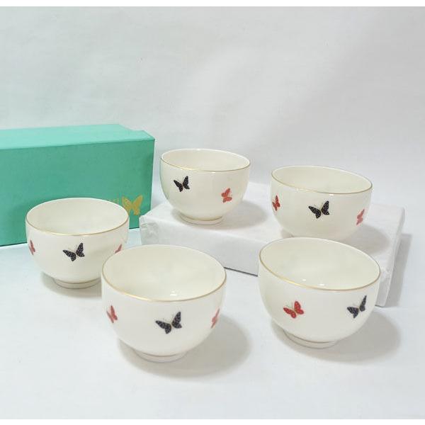 HANAE MORI（ハナエモリ） 和食器森英恵/白磁金彩 蝶 湯呑揃(5個組) MB