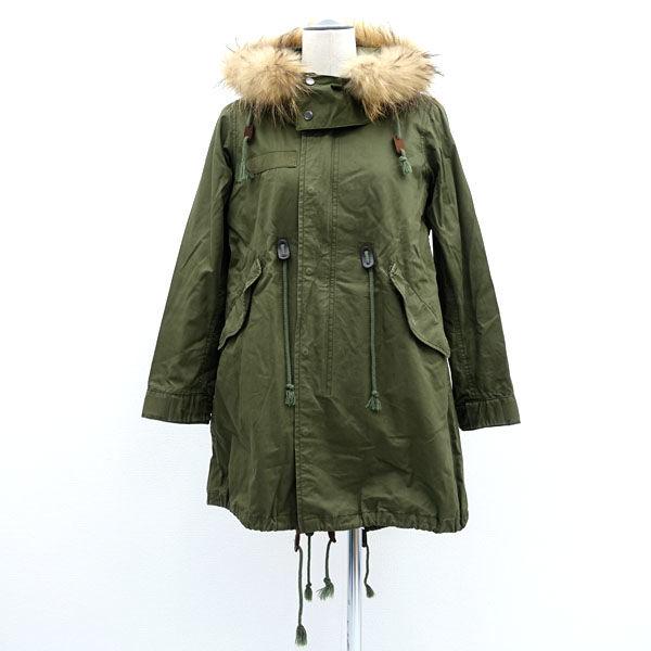 SHIPS（シップス） モッズコート/ライナー付き/ラクーンファー/カーキ