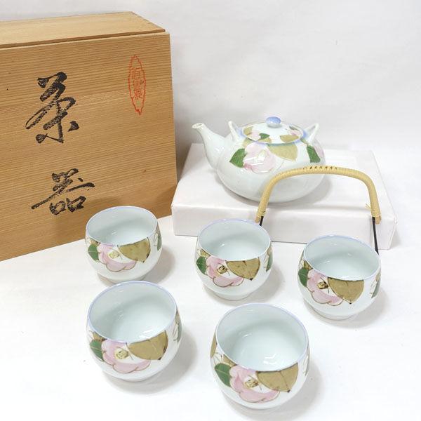 新品未使用 有田焼 急須&5品茶碗セット 有田焼 西峰作 和食器有田焼/西峰作 椿 茶器揃(急須 湯呑5) ギフト 未