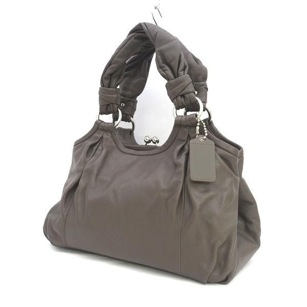 COACH（コーチ） がま口 レザーショルダーバッグ ブラウン 13437