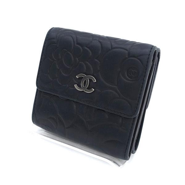 CHANEL（シャネル） ラムスキン ココ カメリア Wホック 三つ折り