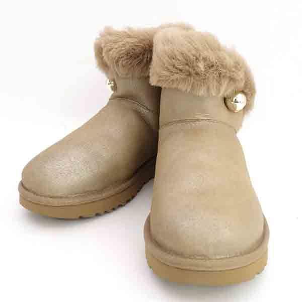 UGG / アグ ◆ムートンブーツ/W CLASSIC FLUFF PIN MINI/ベージュ 1103761 レディース　【中古】  【代引不可】【同梱不可】 UGG / アグ ムートンブーツ/W CLASSIC FLUFF PIN MINI/ベージュ