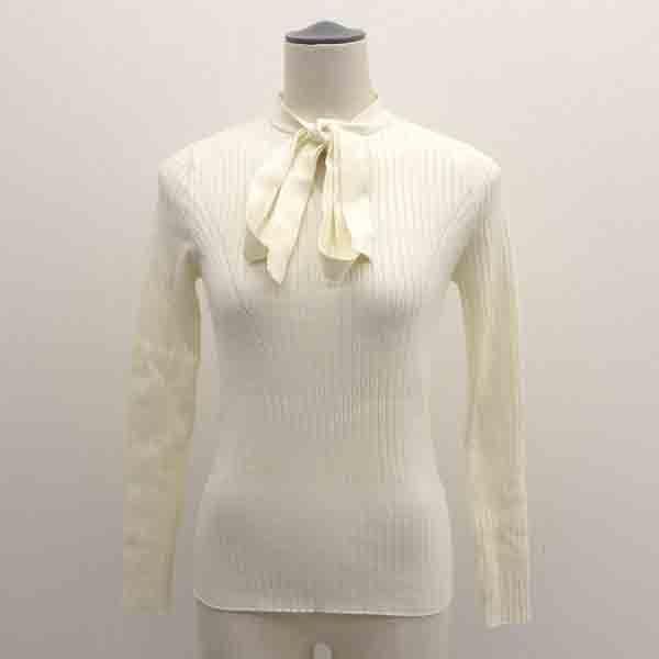 Sov. / ソブ ダブルスタンダード  長袖リブニット/リボン/アイボリー/サイズ36 0309-000-201 レディースファッション 中古