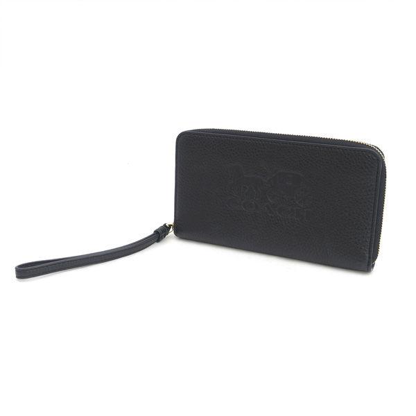 COACH / コーチ ◆ホース アンド キャリッジ ペブルド  馬車ロゴ 長財布 ブラック F75908 ブランド【財布wallet】【中古】 COACH（コーチ） ホース アンド キャリッジ ペブルド 馬車ロゴ 長財布
