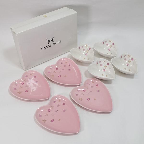 HANAE MORI / ハナエモリ   洋食器森英恵/ハート型デザートセット(大小各4) MA4301-5 ギフト 未使用