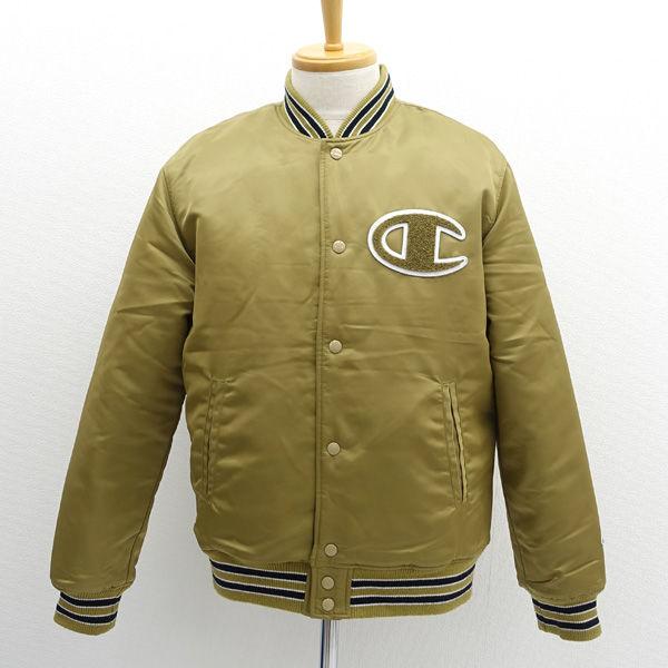 タグ付き　XL　Champion ベージュ スタジャン C3-N613 L Champion（チャンピオン） スタジャン/ベースボール/ビックロゴ/カーキ