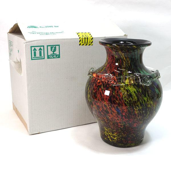カメイガラス   花器カメイガラス/フラワーベース マーブル 3077 ギフト 中古