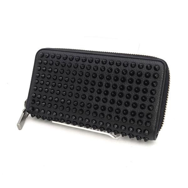 Christian Louboutin / クリスチャンルブタン  パネトーネ ラウンドファスナー長財布 スタッズ ブラック ブランド 中古