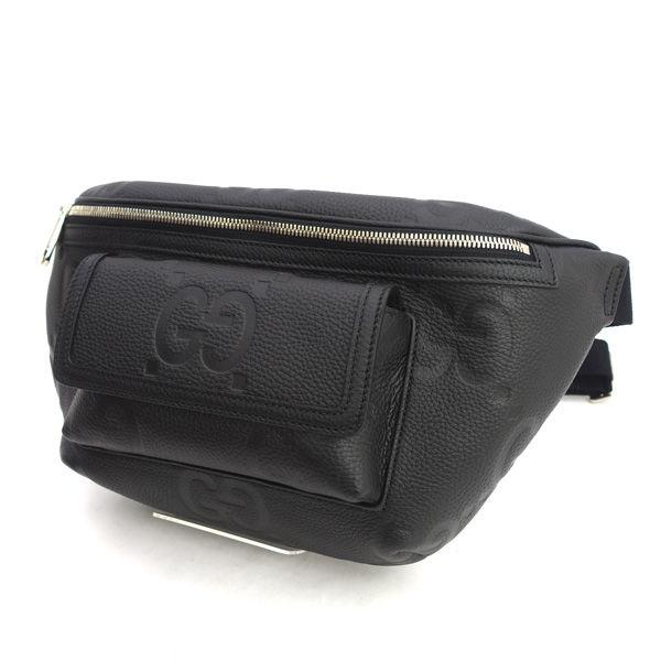 GUCCI / グッチ ◆ジャンボGG ボディバッグ ウエストバッグ ブラック エンボス 645093【バッグ/バック/BAG/鞄/カバン】 【中古】 GUCCI（グッチ） ジャンボGG ボディバッグ ウエストバッグ ブラック