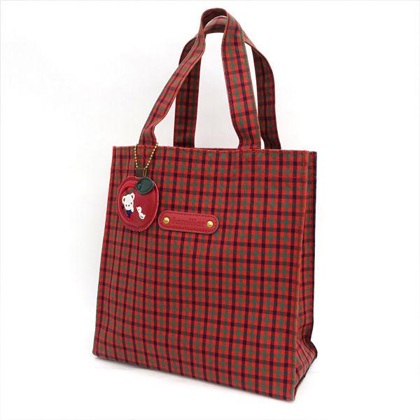 familiar / ファミリア トートバッグ/チェック柄/レッド レディース