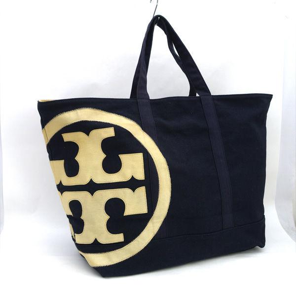 【美品】TORY BURCH トリーバーチ　トートバッグ　キャンバス　デカロゴ TORY BURCH（トリーバーチ） デカロゴ トートバッグ キャンバス 大容量