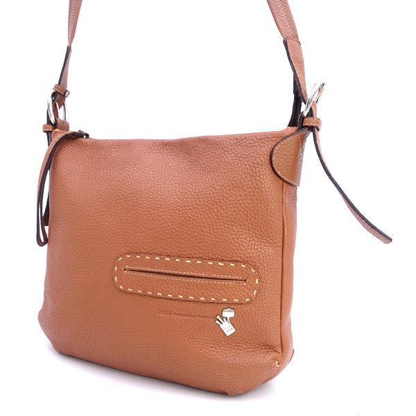 PELLE BORSA / ペレボルサ  ショルダーバッグ/レザー/本革/ブラウン レディースファッション 中古