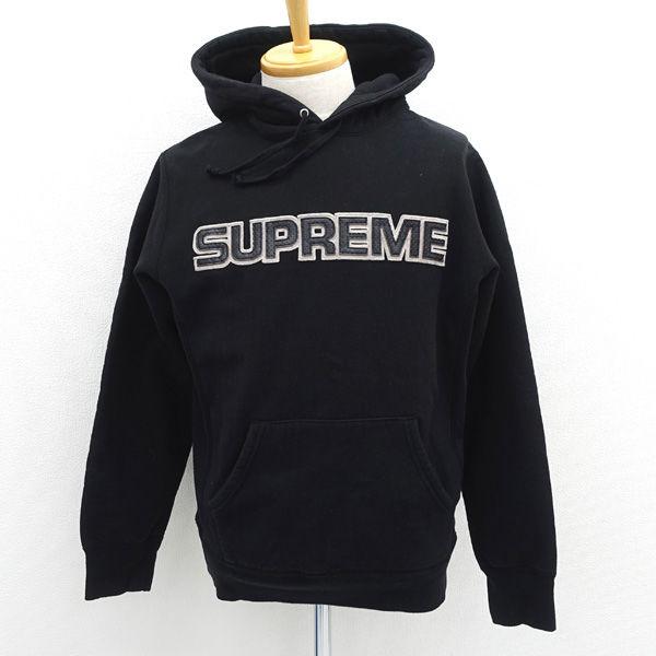 Supreme（シュプリーム） パンチングレザーロゴ パーカー/ブラック