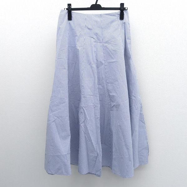 無印良品 MUJI  フレアスカート/涼感/ブロード/チェック柄/ブルー/サイズXL/タグ付き レディースファッション 未使用