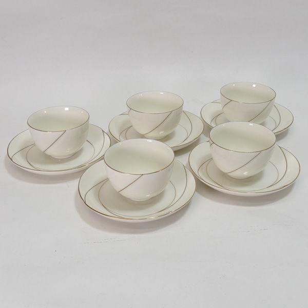 SANYO TOKI   洋食器三洋陶器/アーバンライフ カップ&プレートセット(5客) ギフト 中古