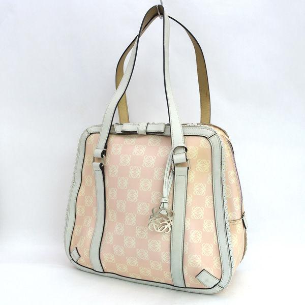 LOEWE / ロエベ ◆リボン アナグラム バッグ ピンク チャーム付き 【バッグ/バック/BAG/鞄/カバン】 ブランド【中古】 [0220553219] LOEWE（ロエベ） リボン アナグラム バッグ ピンク チャーム付き
