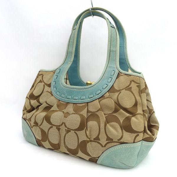 COACH / コーチ ◆エルゴ シグネチャー がま口 トートバッグ 12232 【バッグ/バック/BAG/鞄/カバン】 ブランド【中古】 [0220555930] COACH（コーチ） エルゴ シグネチャー がま口 トートバッグ 12232