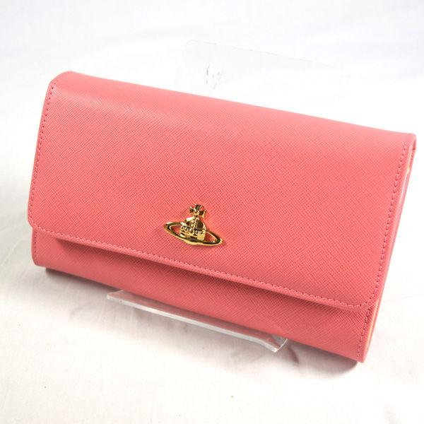 Vivienne Westwood / ヴィヴィアンウエストウッド ■オーブ 二つ折り長財布 サフィアーノレザー ピンク  ブランド 【未使用】 Vivienne Westwood（ヴィヴィアンウエストウッド） オーブ 二つ折り長