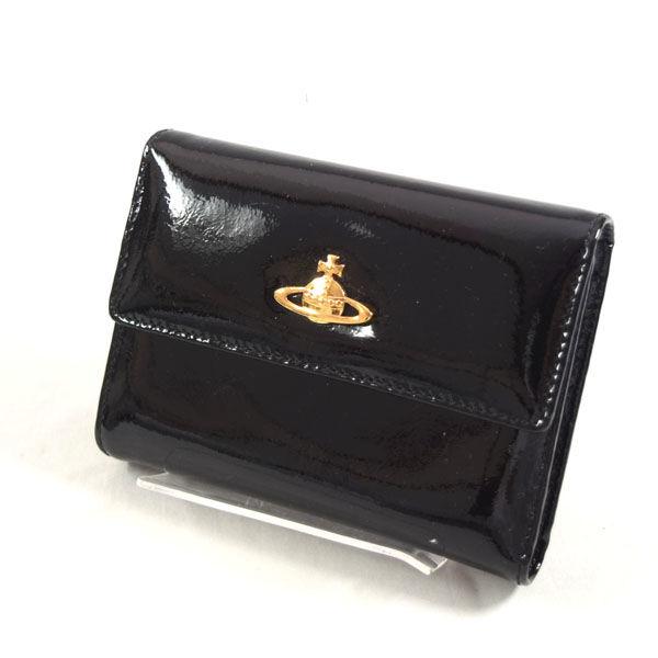 Vivienne Westwood エナメル ブラック 三つ折財布 A255-