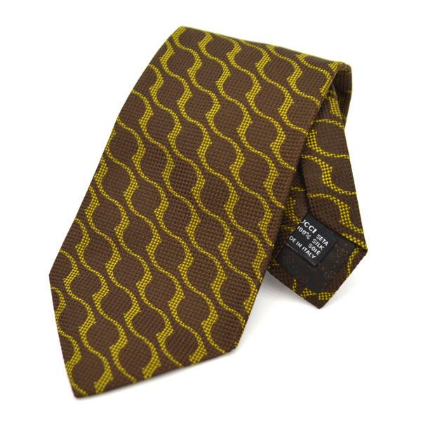 GUCCI シルク ネクタイ ブラウン ゴールド新品 GUCCI（グッチ） ネクタイ ブラウン ゴールド 織りシルク ブランド