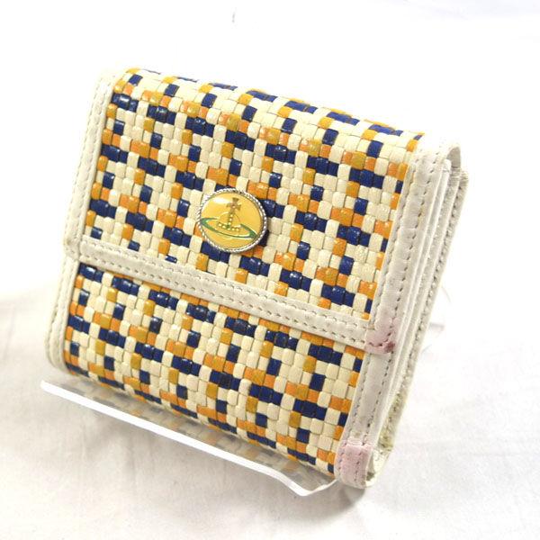 Vivienne Westwood / ヴィヴィアンウエストウッド ■エナメルORB 財布 レザー イントレチャート【財布/ウォレット】【中古】 Vivienne Westwood（ヴィヴィアンウエストウッド） エナメルORB ダブル