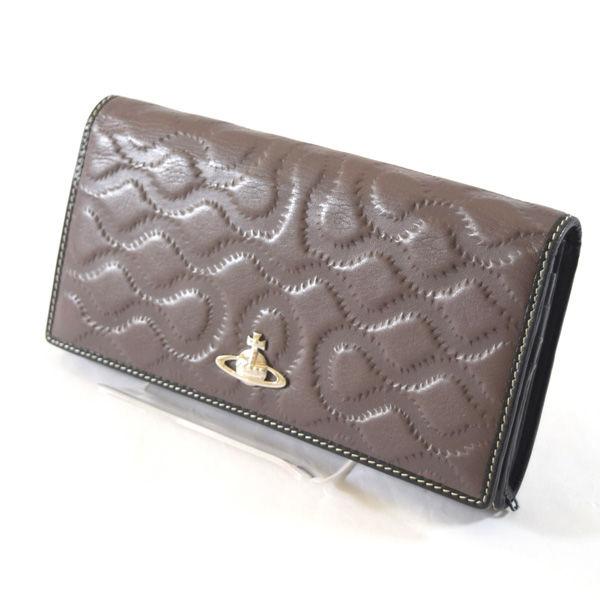 Vivienne Westwood / ヴィヴィアンウエストウッド ■スクイグル 二つ折り長財布 レザー 茶 VW1【ウォレット/wallet】 【中古】 Vivienne Westwood（ヴィヴィアンウエストウッド） スクイグル 二