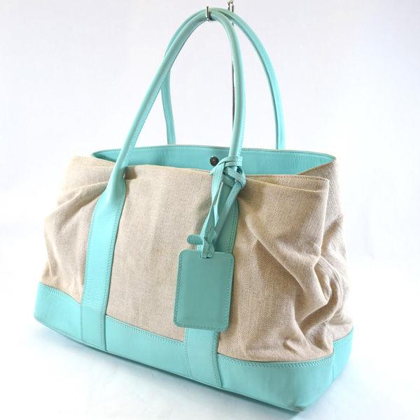 TIFFANY&Co. / ティファニー トートバッグ キャンバス レザー ティファニーブルー ブランドA 中古 代引不可 同梱不可