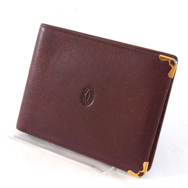 Cartier / カルティエ 二つ折り札入れ カードケース ボルドーゴールド