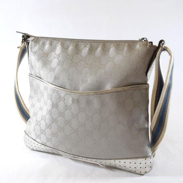 GGキャンバス GUCCI / グッチ ショルダーバッグ エナメル シルバー 