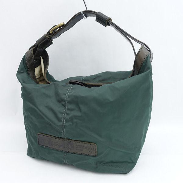 Felisi / フェリージ ■セミ ショルダーバッグ グリーン ナイロン レザー 3.58 ブランド【バック/BAG/鞄/カバン】 【中古】 Felisi（フェリージ） セミ ショルダーバッグ グリーン ナイロン