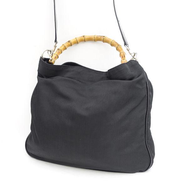GUCCI / グッチ ■バンブー ショルダーバッグ ナイロン ブラック 001.2123.1577 ブランドA【バッグ/BAG/鞄/カバン】 【中古】 GUCCI（グッチ） バンブー ショルダーバッグ ナイロン ブラック