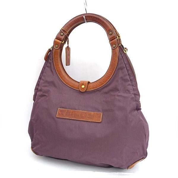 Felisi / フェリージ ハンドバッグ ナイロン レザー ブラウン パープル  