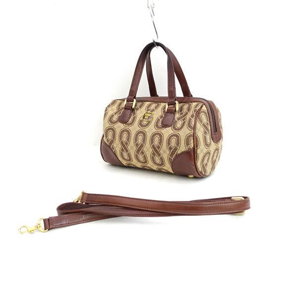 ANNA SUI / アナスイ ■ショルダーバッグ キャンバス レザー ベージュ ブラウン ブランド【バッグ/BAG/鞄/カバン】 【中古】 ANNA SUI（アナスイ） ショルダーバッグ キャンバス レザー ベージュ