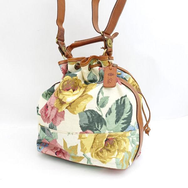 Felisi / フェリージ ■ハンドバッグ ショルダーバッグ レザー キャンバス 花柄 ベージュ ブランド 【中古】 Felisi（フェリージ） ハンドバッグ ショルダーバッグ レザー