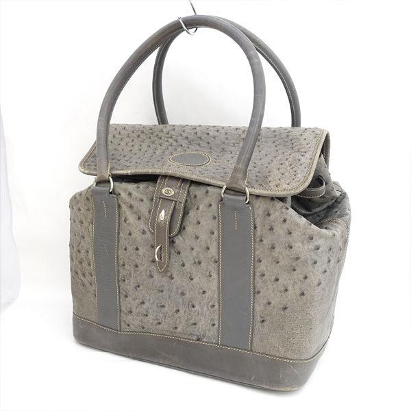 GUCCI（グッチ） ハンドバッグ オーストリッチ レザー グレー