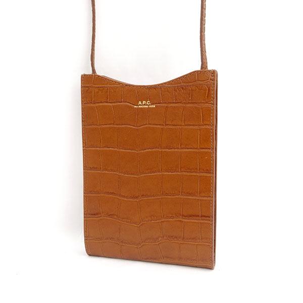 A.P.C. / アーペーセー ■型押し ミニショルダーバッグ レザー ブラウン ブランド【バッグ/バック/BAG/鞄/カバン】 【中古】 A.P.C.（アーペーセー） 型押し ミニショルダーバッグ レザー ブラウン