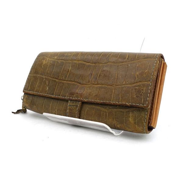 美品✨️定価8万 フェリージ コロコロ クロコ型押し レザーミニ財布