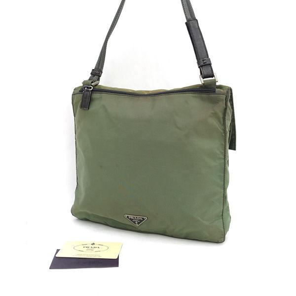 PRADA / プラダ ■クロスボディ　ショルダーバッグ　ナイロン　モスグリーン V266 ブランド【バック/BAG/鞄/カバン】 【中古】 PRADA（プラダ） クロスボディ ショルダーバッグ ナイロン モス