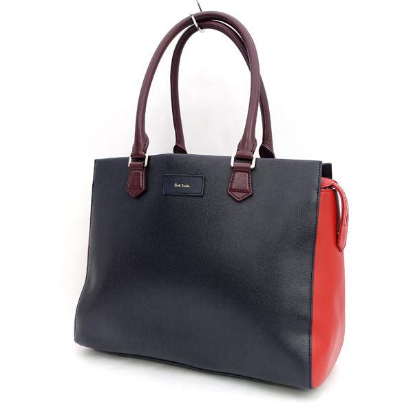 Paul Smith / ポールスミス ■ハンドバッグ　ビジネス　レザー　ネイビー　レッド ブランド【バック/BAG/鞄/カバン】 【中古】 Paul Smith（ポール・スミス） ハンドバッグ ビジネス レザー ネイビー