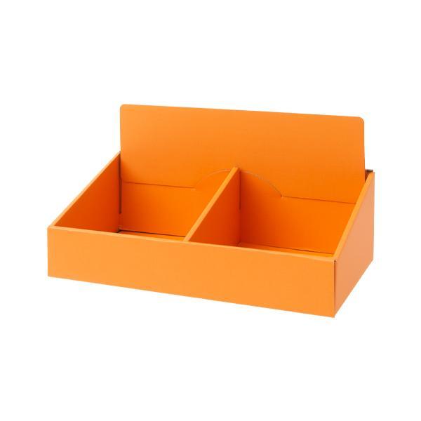 2マス】段ボールマス什器 オレンジ 仕切り付 紙製 陳列 飾り棚 カラー
