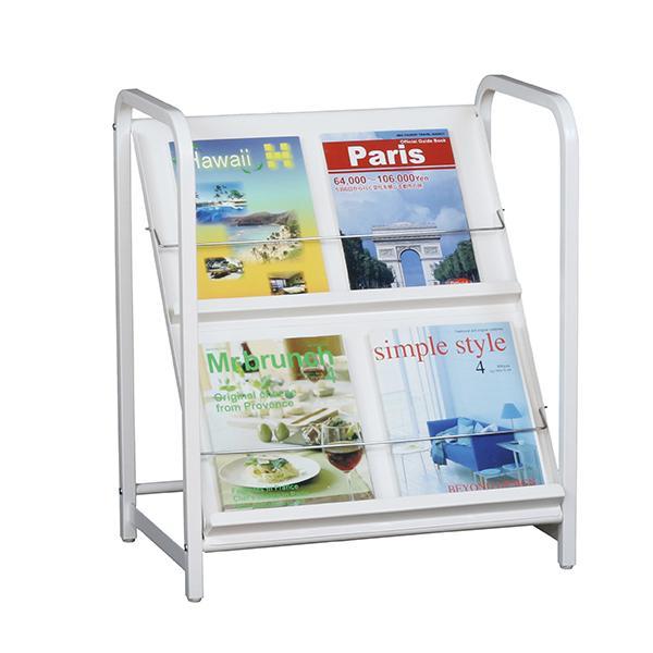 2段スチールマガジンラック ホワイト 5-001MH マガジンラック 幅610mm