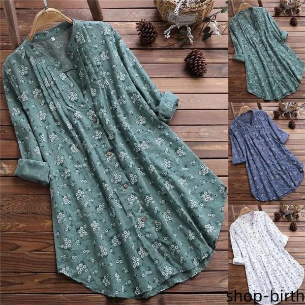 チュニック ワンピース レディース 秋 カーディガン 春 夏 ブラウス シャツ 長袖 冷房対策 ロングシャツ シャツワンピース 30代 40代 50代 ゆったり 花柄 爆買