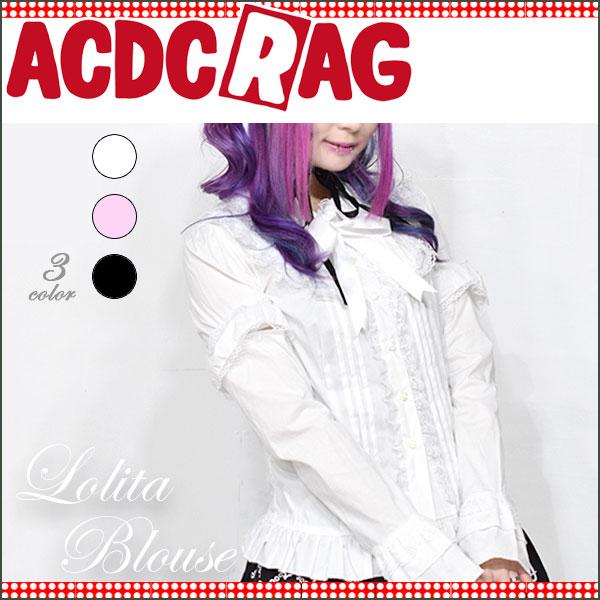 ACDC RAG エーシーディーシーラグ 2WAYブラウス ゴシック ゴスロリ ロリータ ブラウス パンク ロック ファッション V系 原宿 原宿系 長袖 半袖 2way シャツ