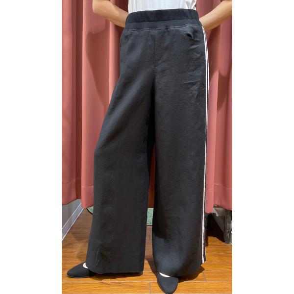 Blue Fronce カーキ　サイドラインワイドパンツ blue fronce ブルーフロンス サイドライン入りリネンワイドパンツ 黒