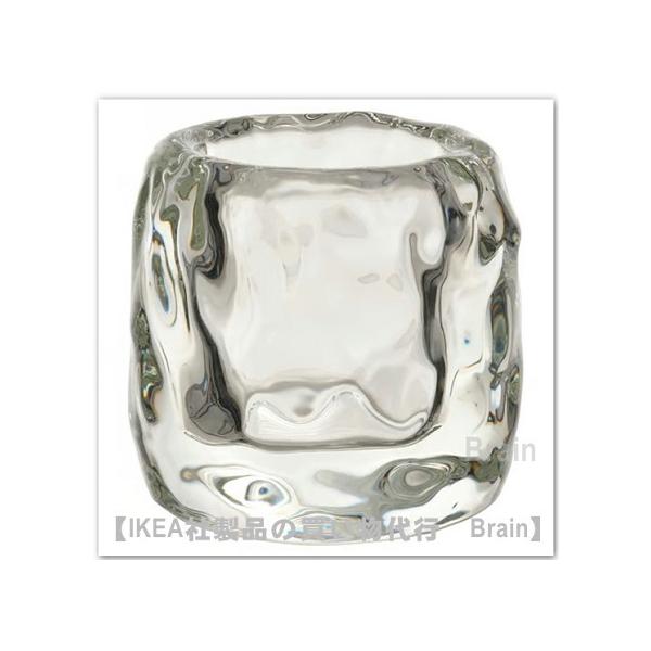 ■カラー：クリアガラス■商品の大きさ直径: 8 cm高さ: 7.5 cm■主な特徴- 厚みのあるクリアガラス製のおしゃれなティーライトホルダーは、大きなアイスキューブを思わせる形で、スウェーデンのガラスアートへの称賛を表現しています- 火を...