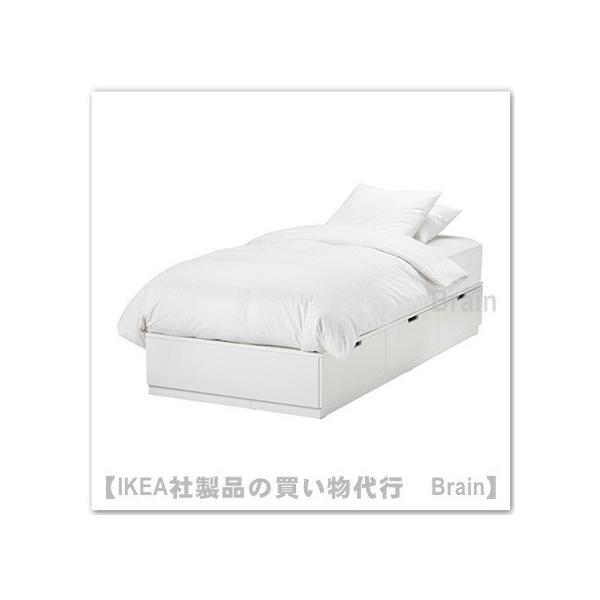 IKEA NORDLI ベッドフレーム 120×202cm NORDLI ノールドリ ベッドフレーム 収納付き, ホワイト, 120x200