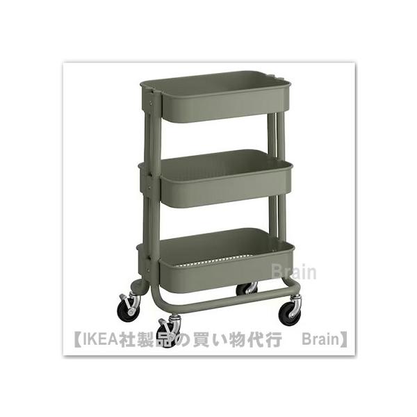 ■カラー：グレーグリーン■商品の大きさ長さ: 28 cm幅: 38 cm高さ: 61 cm耐荷重/各段: 4 kg最大荷重: 12 kg■主な特徴- RASKOG/ロースコグ ワゴンは2サイズあります。- この頑丈なワゴンには、キャスターが...