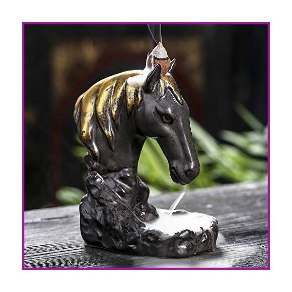 XIAOBAI-WJ Incense Burner Holder Backflow, Creative Aromatherapy Diffusers Horse Head Decor Backflow Incense Burner 9.5 X 7.3 X 13Cm【並