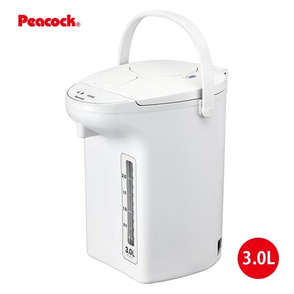 電気ポット 電気保温エアーポット 3.0L 非沸とうタイプ ホワイト WVP-30W ピーコック魔法瓶工業 ステンレス内容器 プラスチックボディ 空だき防止